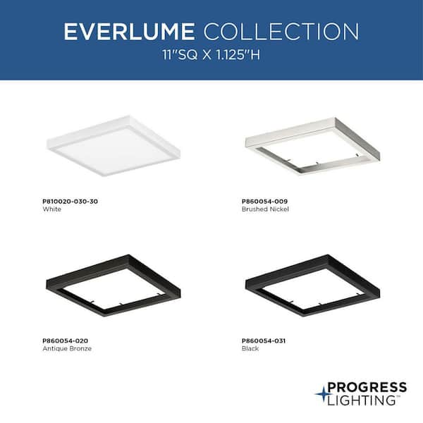 Everlume Collection 11 in. White Integrated LED Edgelit Square Semi-Flush Mount