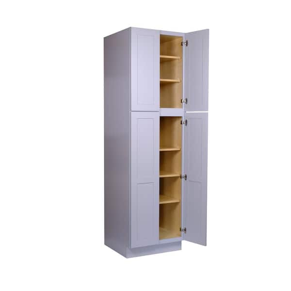 Bremen 30 in. W x 24 in. D x 90 in. H Gray Plywood Assembled Pantry Kitchen Cabinet with Soft Close
