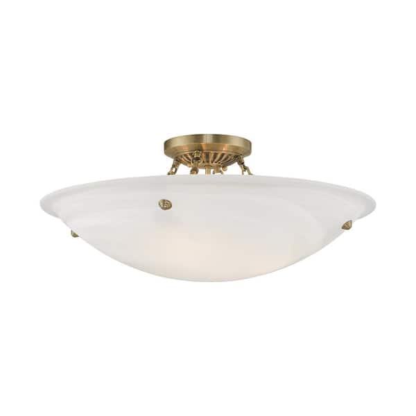 Oasis 4 Light Antique Brass Semi Flush Mount