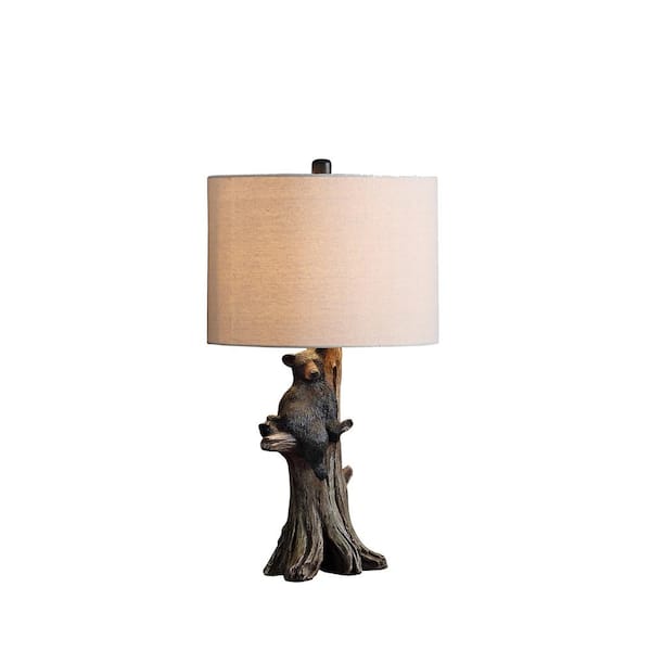 Black Bear On A Tree 24.75 in. Polyresin Table Lamp