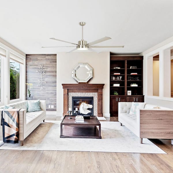 Balachandran 65 in. Integrated LED Brushed Nickel Ceiling Fan with Light and Remote Control