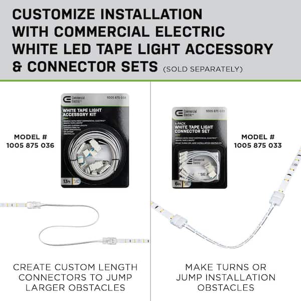 16 ft. LED AC Dimmable White Tape Light Kit Under Cabinet Light