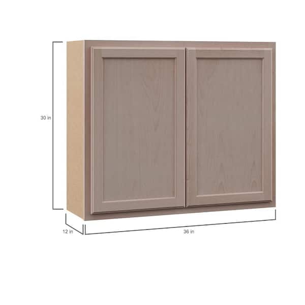 36 in. W x 12 in. D x 30 in. H Assembled Wall Kitchen Cabinet in Unfinished with Recessed Panel