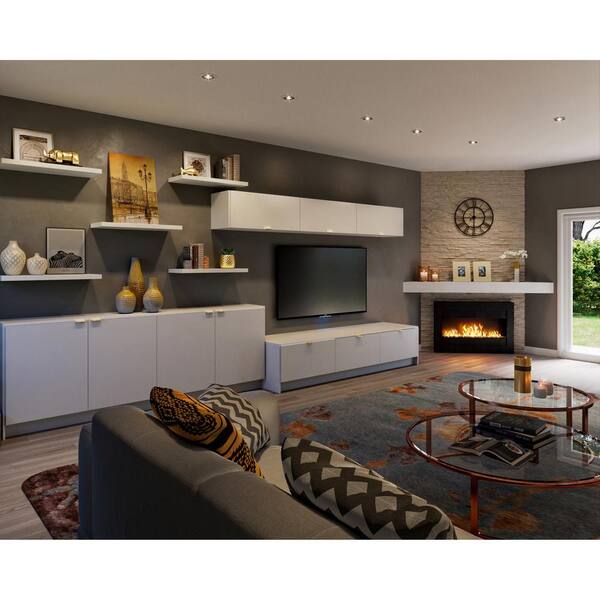 Fairhope Glacier White Slab Assembled Wall Kitchen Cabinet (36 in. W x 35 in. H x 14 in. D)