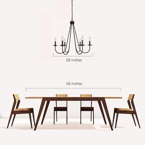 Industrial Black Dining Room Chandelier 28 in. 6-Light Modern Farmhouse Large Candlestick Living Room Chandelier