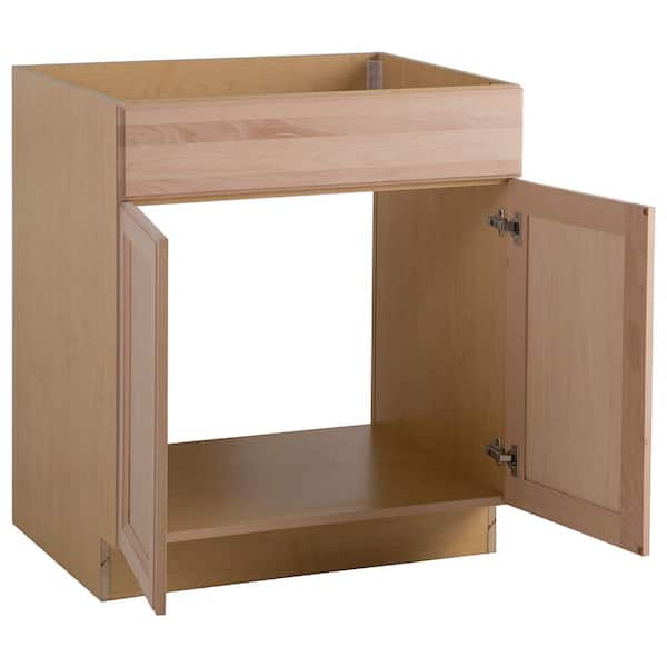 Easthaven Assembled 30x34.5x24 in. Frameless Sink Base Cabinet with False Drawer Front in Unfinished Beech