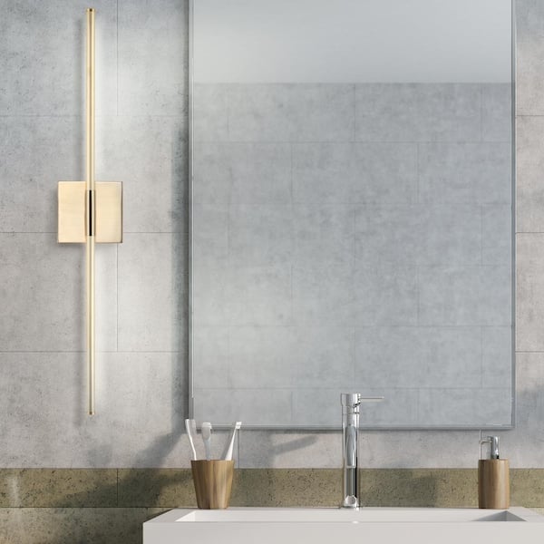 Makena 28 in. Gold Dimmable Integrated LED Metal Wall Sconce