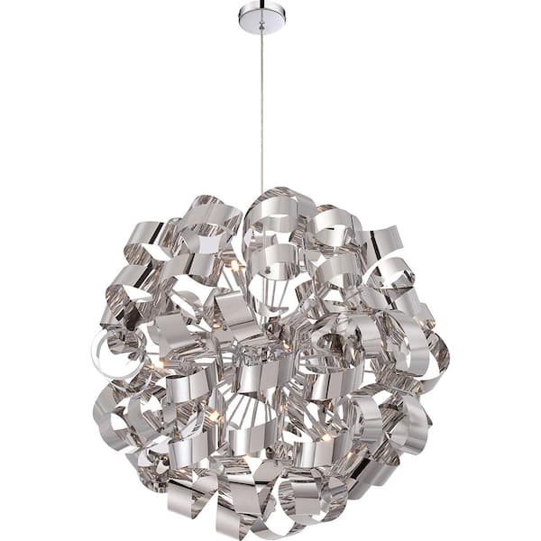 Ribbons 31 in. 12-Light Polished Chrome Pendant