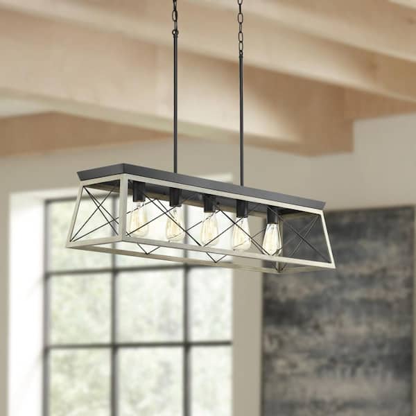 Briarwood Collection 5-Light Graphite Farmhouse Linear Island Chandelier Light