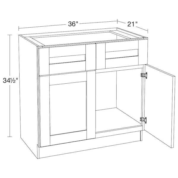 Arlington Vesper White Plywood Shaker Assembled Vanity Sink Base Kitchen Cabinet Sft Cls 36 in W x 21 in D x 34.5 in H