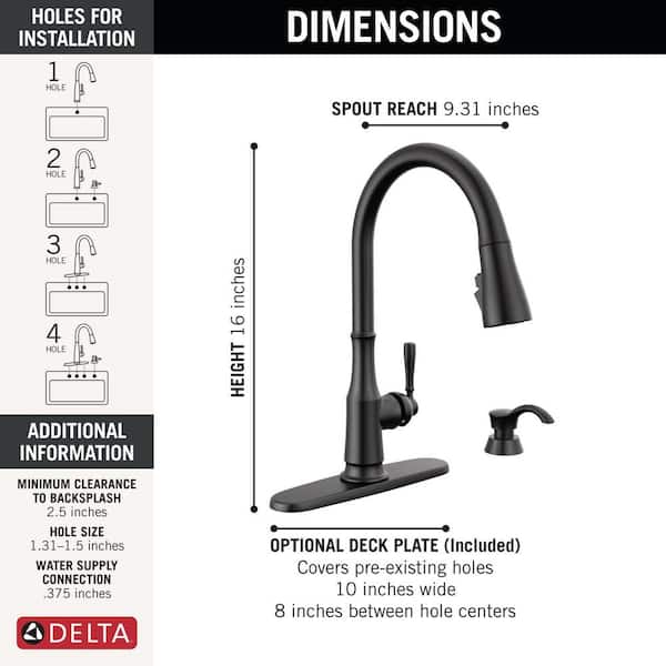 Capertee Single-Handle Pull Down Sprayer Kitchen Faucet with ShieldSpray Technology in Matte Black