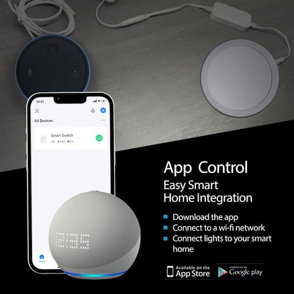 White Smart Dimmable LED Puck Lights Compatible with Alexa, Google Warm White (3000K) (6-Pack)