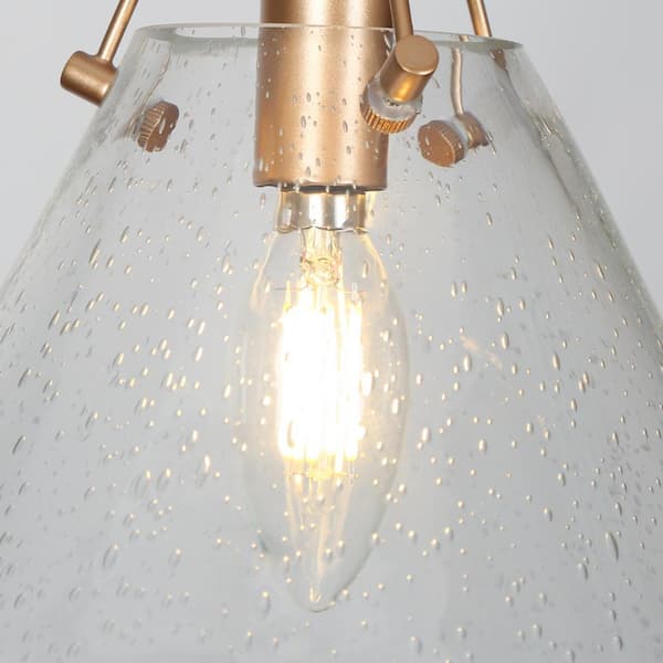 Modern Mini Pendant Light, 1-Light Gold Kitchen Island Pendant Light with Seeded Glass Shade