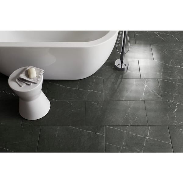 Nero Marquina Black 12 in. x 24 in. Matte Porcelain Stone Look Floor and Wall Tile (16 sq. ft./Case)
