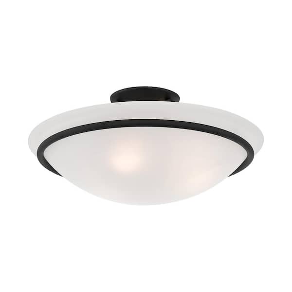 Walcott 3-Light Ceiling Black Incandescent Semi-Flush Mount