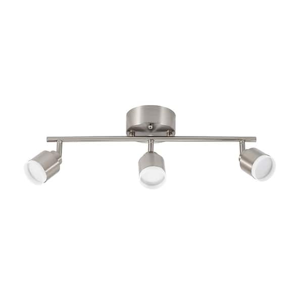 19 in. 3-Light Brushed Steel Integrated LED Track Lighting Kit