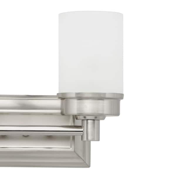 Cade 11.7 in. 2-Light Brushed Nickel Bathroom Vanity Light Fixture with Frosted Glass Shades