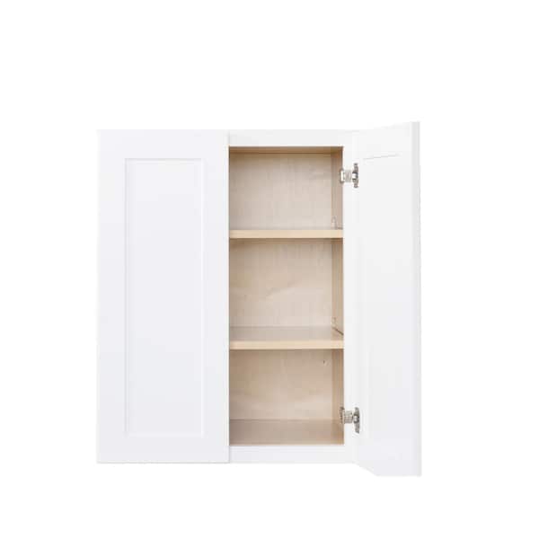 Bremen Ready to Assemble 36x36x12 in. Wall Cabinets with 2 Doors and Two Adjustable Shelves in Shaker White