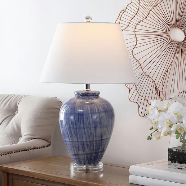 Lerma 25 in. Blue Crackle Table Lamp