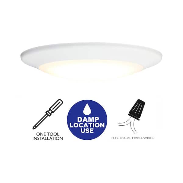 7.5 in. Dimmable 15-Watt 3000K Warm White Integrated LED Flush Mount Ceiling Light Disk Light Trim Kit(6-Pack)