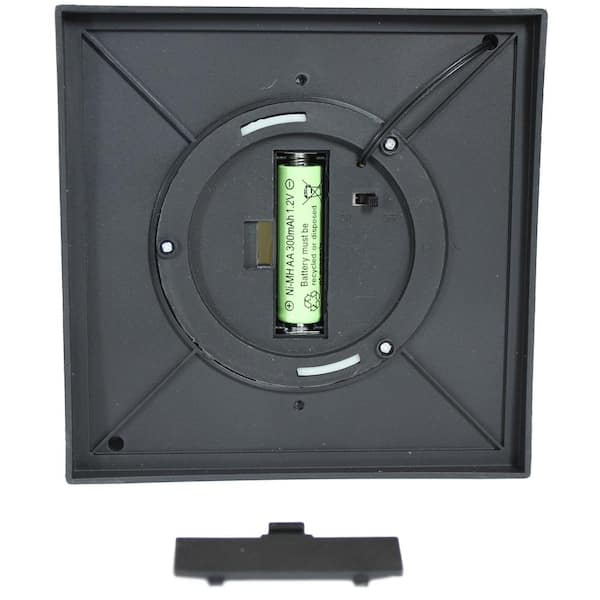 9 in. Modern Crosshatch Black Solar LED Candle Outdoor Lantern