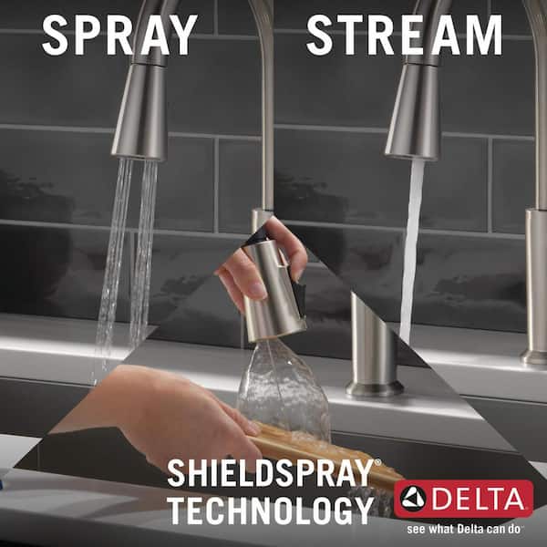 Emery Single-Handle Pull-Down Sprayer Kitchen Faucet with ShieldSpray and Soap Dispenser in SpotShield Stainless Steel