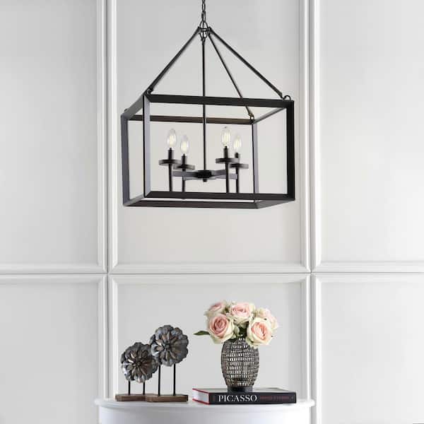 Anna 21 in. 4-Light Oil Rubbed Bronze Metal/Glass LED Pendant