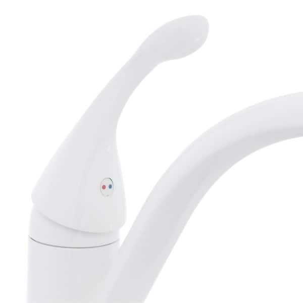 Collins Single-Handle Standard Kitchen Faucet with Side Sprayer in White