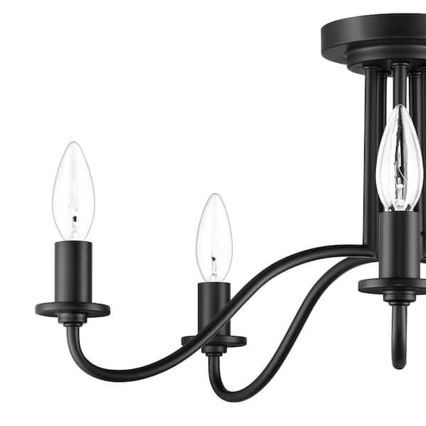 Canemeadow 22 in. 5-Light Matte Black Semi-Flush Mount Light
