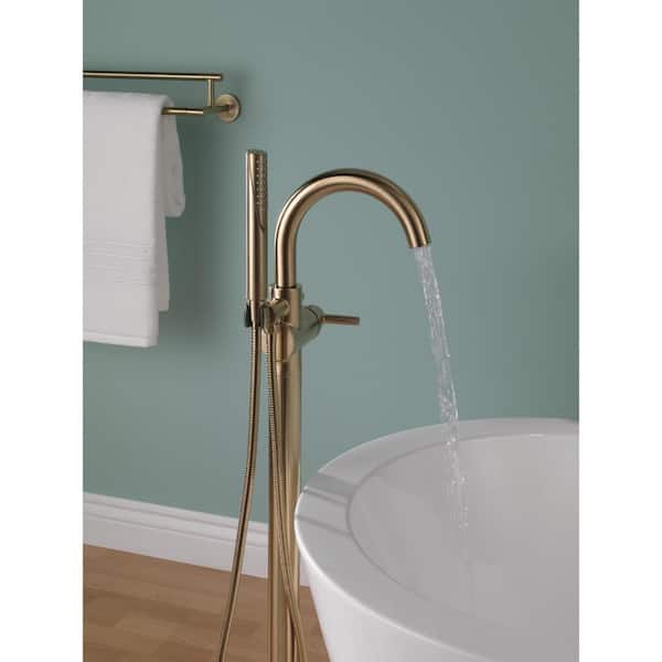 Trinsic 1-Handle Floor-Mount Roman Tub Faucet Trim Kit with Hand Shower in Champagne Bronze (Valve Not Included)