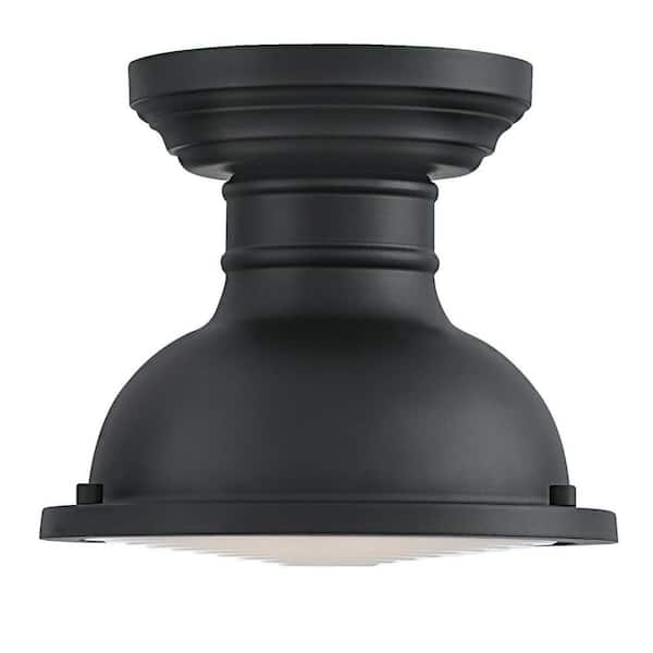 Orson 1-Light Textured Black Outdoor Semi-Flush Mount, Dark Sky Friendly