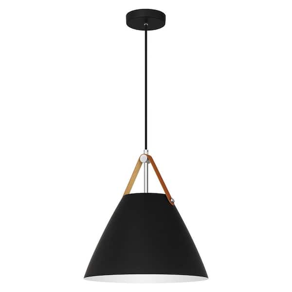Harper 1-Light Matte Black Pendant with Metal Shade