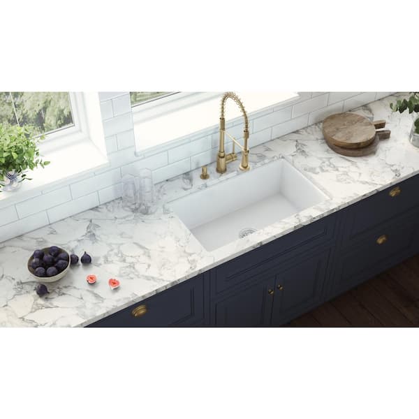 30 in. Single Bowl Dualmount Fireclay Kitchen Sink in White