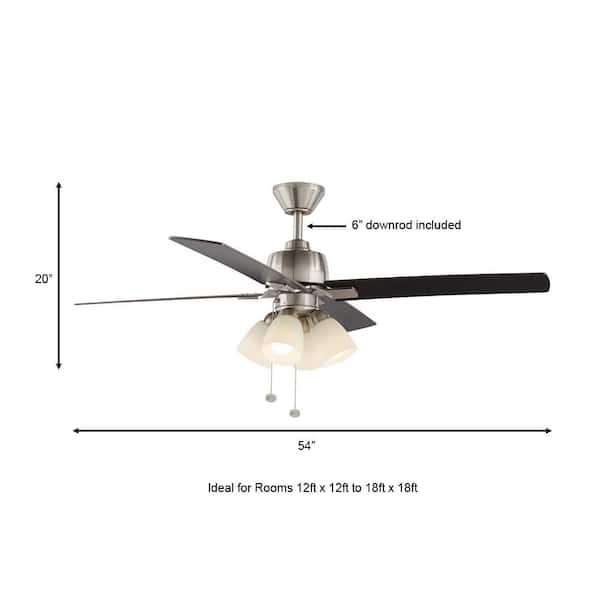 Malone 54 in. LED Brushed Nickel Ceiling Fan with Light Kit