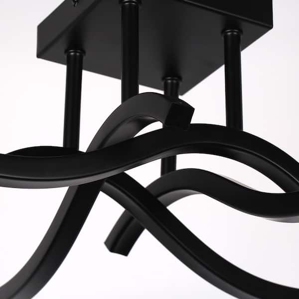 21.46 in.  4-Light Farmhouse Industrial Modern Black Semi Flush Mount Ceiling Light Fixture Ceiling Lamp