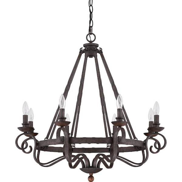 Noble 8-Light Rustic Black Candle-Style Chandelier