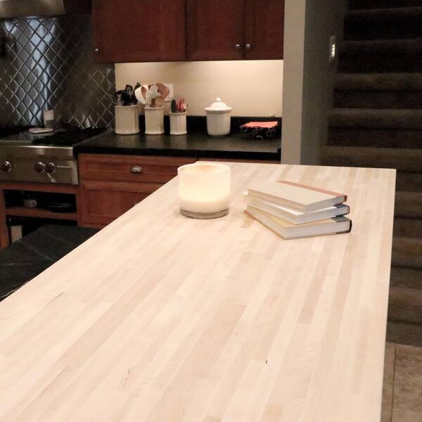 4 ft. L x 25 in. D Unfinished Maple Butcher Block Standard Countertop in With Eased Edge