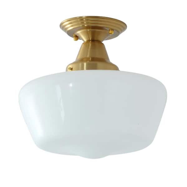 Modern 1-Light Simple Dome Semi Flush Mount Farmhouse Ceiling Ceiling lighting with Clear Glass Shade