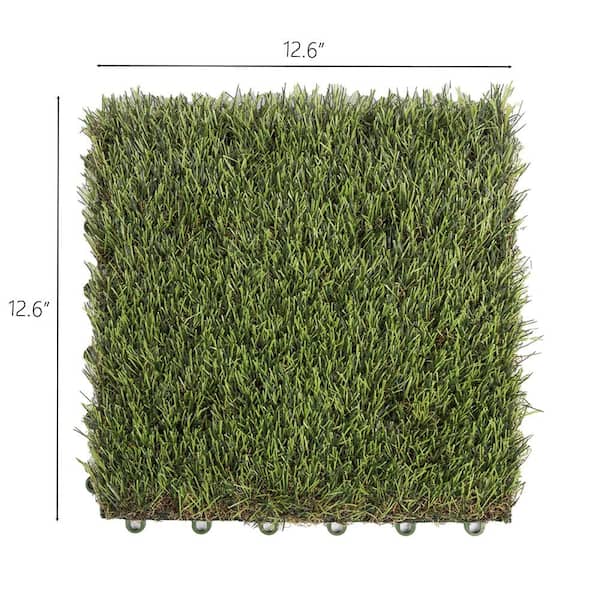 1 ft. x 1 ft. Green Artificial Grass Tile (9-Pack/Box)