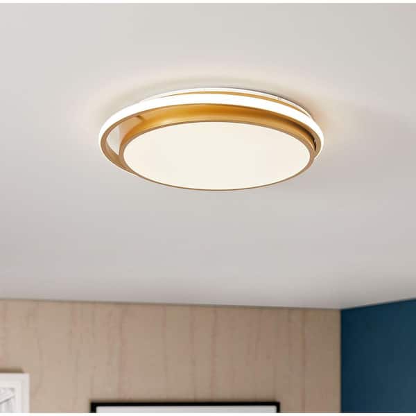 17.7 in. 2-Light Gold Unique/Statement LED Flush Mount Home Hollow Design Ceiling Lighting