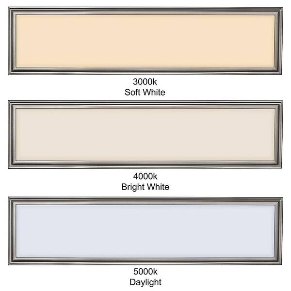 48 in. x 12 in. Low Profile Selectable LED Flush Mount Ceiling Flat Panel Brushed Nickel Rectangle 4000 Lumens Dimmable