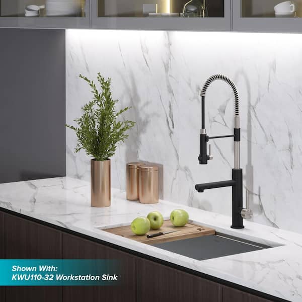 Artec Pro Single Handle Pull Down Sprayer Kitchen Faucet with Pot Filler in Spot Free Stainless Steel/Matte Black