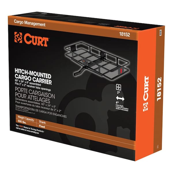 500 lb. Capacity 60 in. x 24 in. Black Steel Basket Hitch Cargo Carrier (Fixed 2 in. Shank)