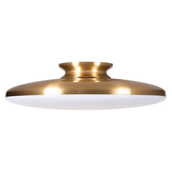 Skye 15 in. 1-Light Satin Brass LED Flush Mount