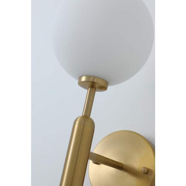 Modern 1-Light Gold Globe Armed Sconce Wall Sconce with Glass Shade