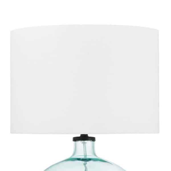 Windmere 21.5 in. Seagrass Green Glass Table Lamp with White Shade