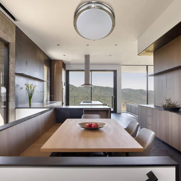 32.5 in. Brushed Nickel Oval 35-Watt Dimmable LED Flush Mount with Opal Acrylic Shades