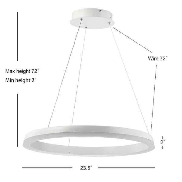 Baxter 23.5 in. 48-Watt Matte White Integrated LED Metal Hoop Pendant