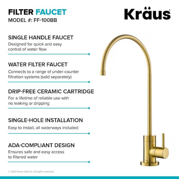 Oletto Single Handle Pull-Down Kitchen Faucet and Purita Beverage Faucet in Brushed Brass
