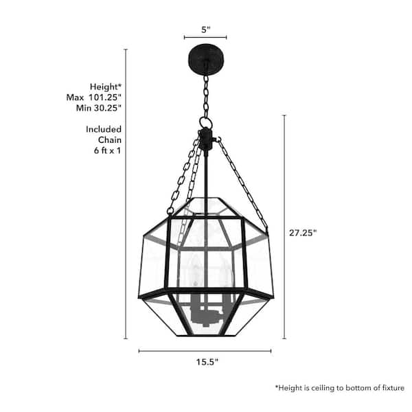 Indria 3-Light Rustic Iron Island Pendant Light with Clear Seeded Glass Shade Kitchen Light